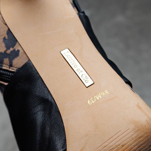 Louise Et Cie Lo Idola Leopard Print Heeled Ankle Boot Peep Toe Womens 8.5 - Picture 15 of 16